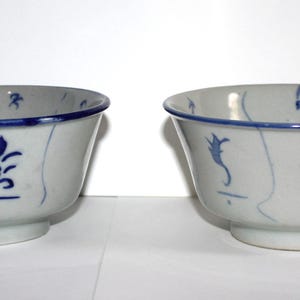 Vintage Asian Footed Rice Noodle Bowls Set of 2