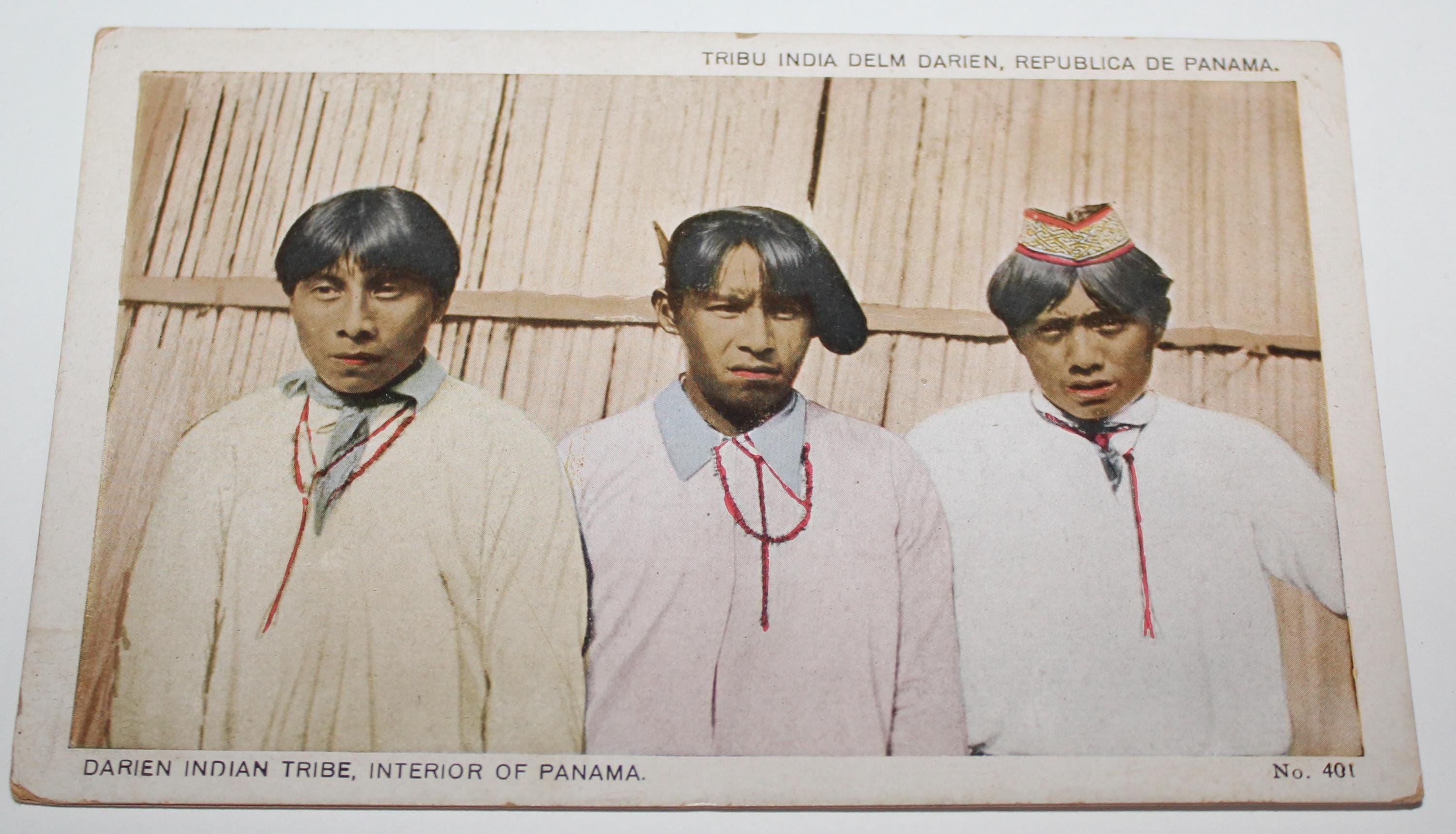 Vintage Linen Postcard Darien Indian Tribe Panama