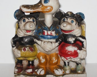 Disney Long Billed Donald Duck Bisque Mickey Minnie - Soporte para cepillo de dientes