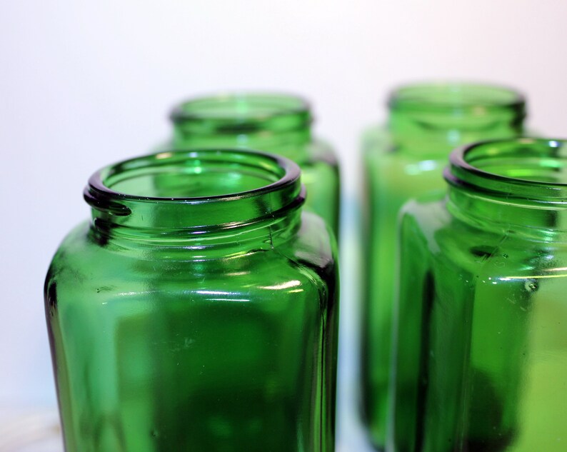 Vintage Green Glass Pharmacy 8oz Jars Duraglas Vintage Etsy