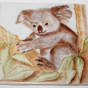 Vintage Folk Art Koala Bear Tile