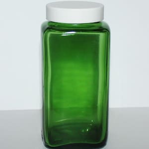Vintage Duraglas Pharmacy Jar, Green Glass Jar, Storage Kitchen Craft Room