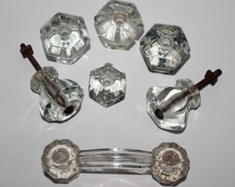 Vintage Glass Knobs Handle Kitchen Bathroom Hardware Cottage Home