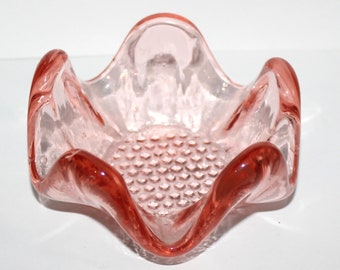 Vintage Italian Pink Art Glass Ashtray Slump Molded Finger Bowls Mid Century