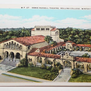 Carte postale en lin vintage Théâtre Annie Russell Rollins College Winter Park Floride