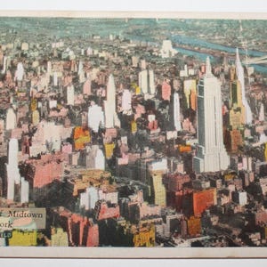 Carte postale en lin vintage Vue de Midtown New York