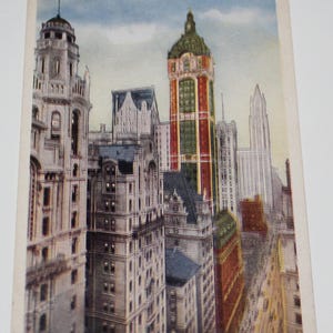 Carte postale vintage en lin Les plus hautes tours du monde à New York