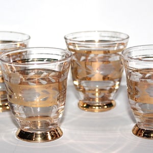 Vintage MCM Blattgold Schnapsgläser 60er Jahre Bar Ware
