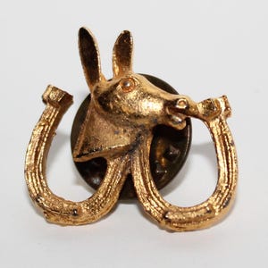 Vintage Donkey Horseshoe Democratic Party Presidential Election Tie Tack