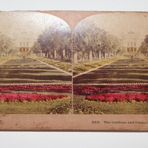 Antieke kaart BW Kilburn Stereoview Tinted Gardens and Casino Monte Carlo 1903