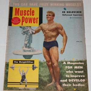 Vintage Muscle Power The Weightlifter Ed Holovchik Magazine April 1954