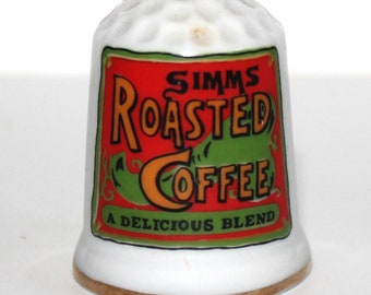 Vintage Simms gerösteter Kaffee Porzellan Fingerhut