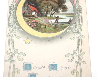 Early 1900s Embossed New Year Greetings Postcard