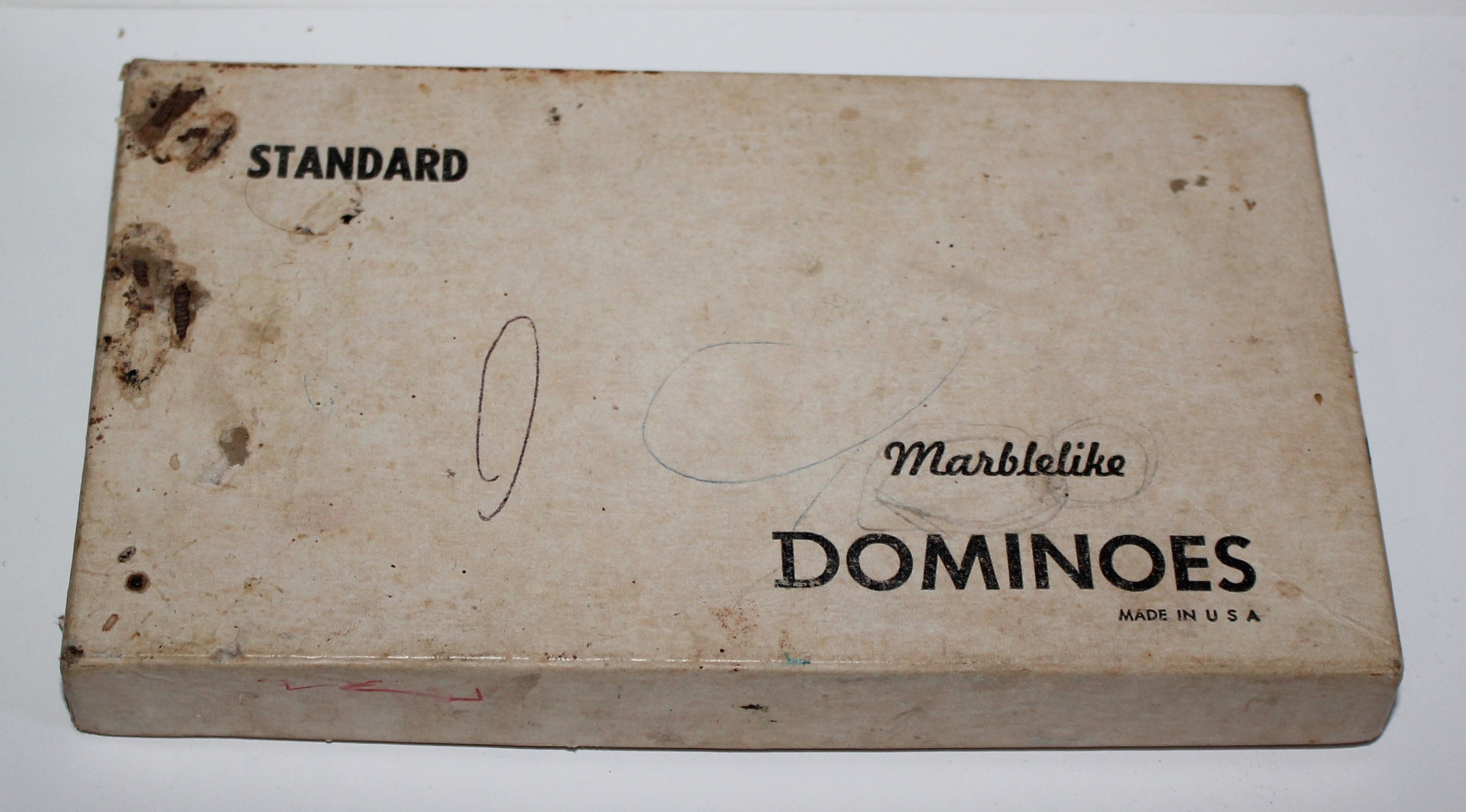 Vintage White Marblelike Dominoes Standard Puremco Manufacturing Waco
