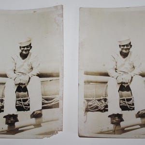 Antique Real Photo Postcard of a Smiling Navy Man in the early 1900s