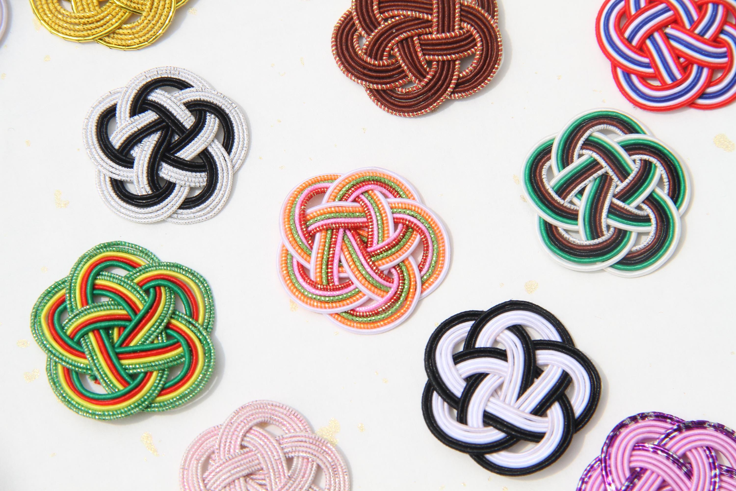 Japanese Mizuhiki Ume Knots Washi Cord Craft Supplies for Hair Accessories, Jewelry, Decorations
