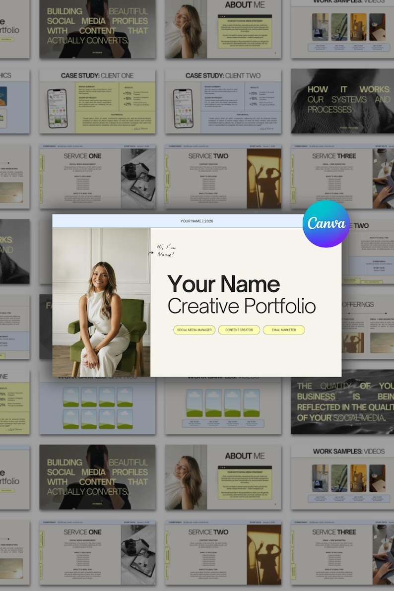 social media manager starter kit content manager portfolio canva template social media manager canvas portfolio starter kit bundle social media content creator tool kit template bundles freelance business owner online coaching marketer