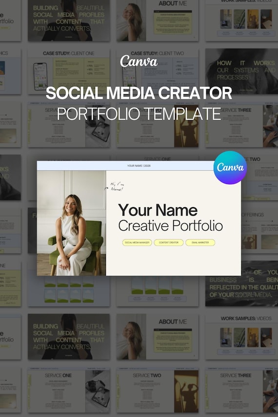 Social Media Management Portfolio Template for Content Marketing Managers: Canva (Digital Download)
