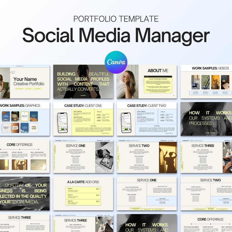 social media manager starter kit content manager portfolio canva template social media manager canvas portfolio starter kit bundle social media content creator tool kit template bundles freelance