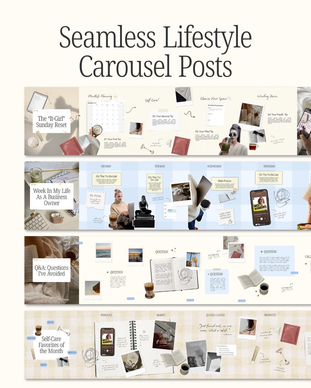Digital Scrapbook Seamless Instagram Carousel Canva Template: Faceless ...