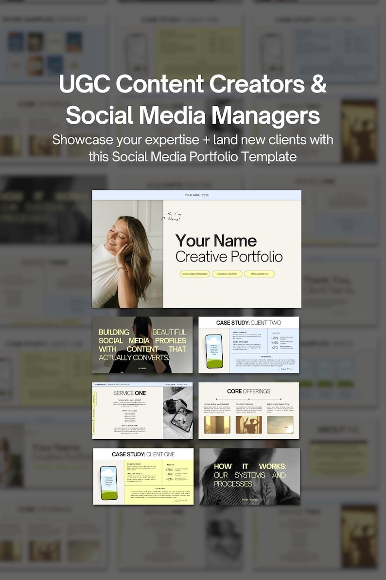 UGC content creator + social media manager starter kit portfolio template content manager