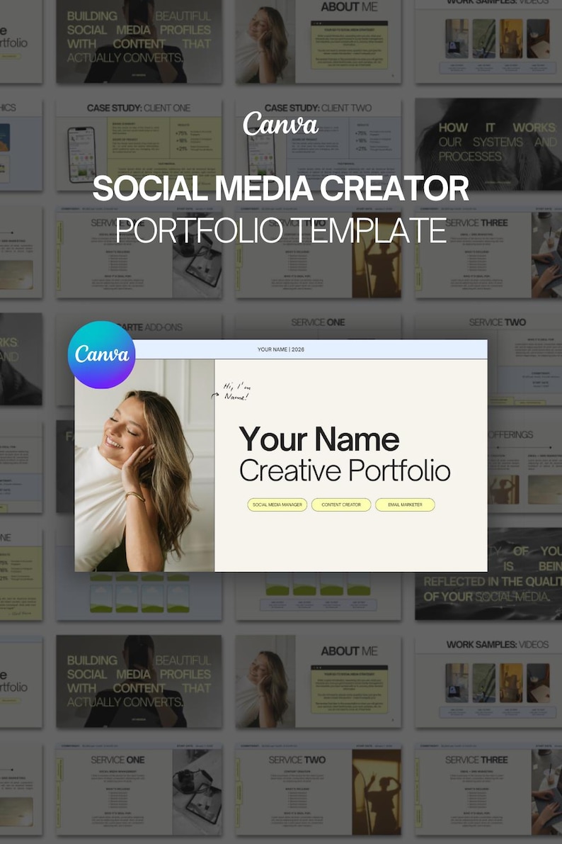 social media management portfolio canva template social media manager canvas portfolio starter kit bundle social media content creator tool kit template bundles freelance business owner online coaching marketer