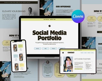 Social Media Manager Portfolio Website Template For UGC, Content Creators or Virtual Assistants (Canva)