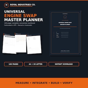 Universal Engine Swap Master Planner Printable PDF | 100 Page Classic Car Engine Swap Workbook | Wiring, Fuel, Cooling and Drivetrain