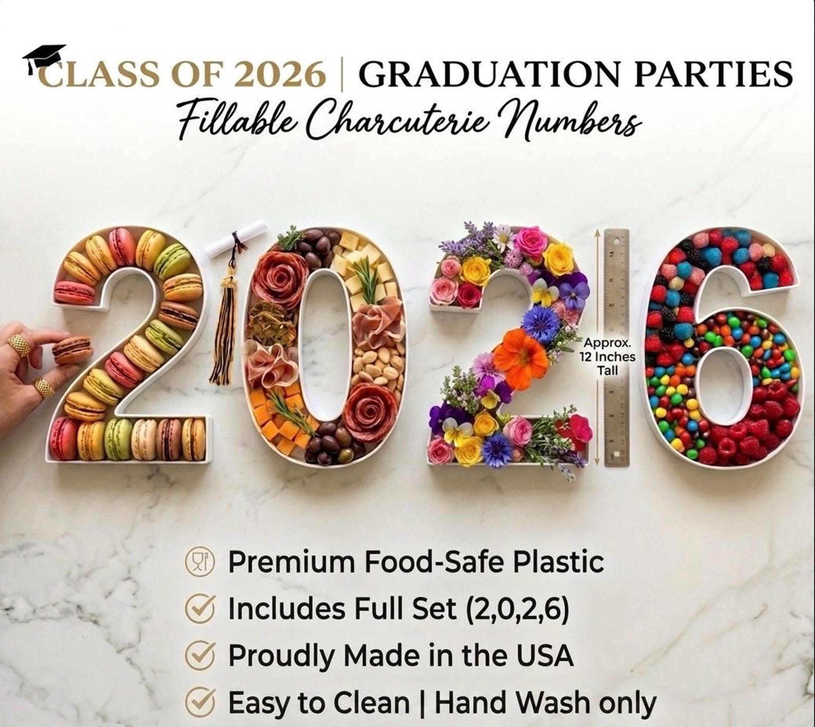 Class of 2026 Fillable Number Tray | Graduation Charcuterie Board (food ...