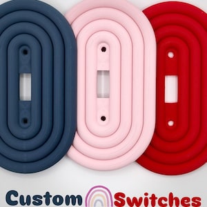 2 FREE SCREWS INCLUDED Cute Retro Mid Century Oval Rainbow Light Switch Outlet Cover Aesthetic Girly Maximalism Decor