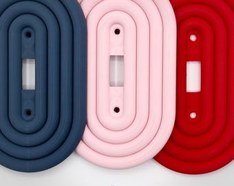 Cute Retro Mid Century Oval Rainbow Light Switch Outlet Cover Aesthetic Girly Maximalism Decor