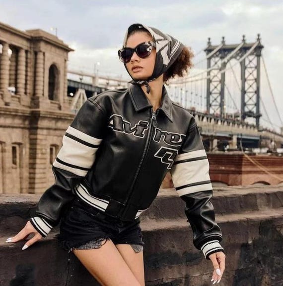 Avirex Icon Cropped Bomber Jacket Women's Black American Flight