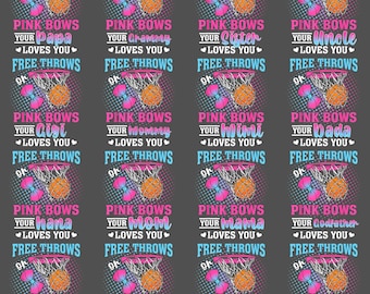 Tiros libres o lazos rosas PNG – Divertido clipart de revelación de género de baloncesto, sublimación para fiesta familiar de bebés