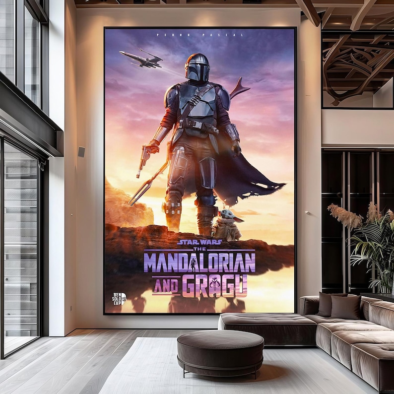 The Mandalorian and Grogu Movie Poster | Canvas Wall Art | Limited ...