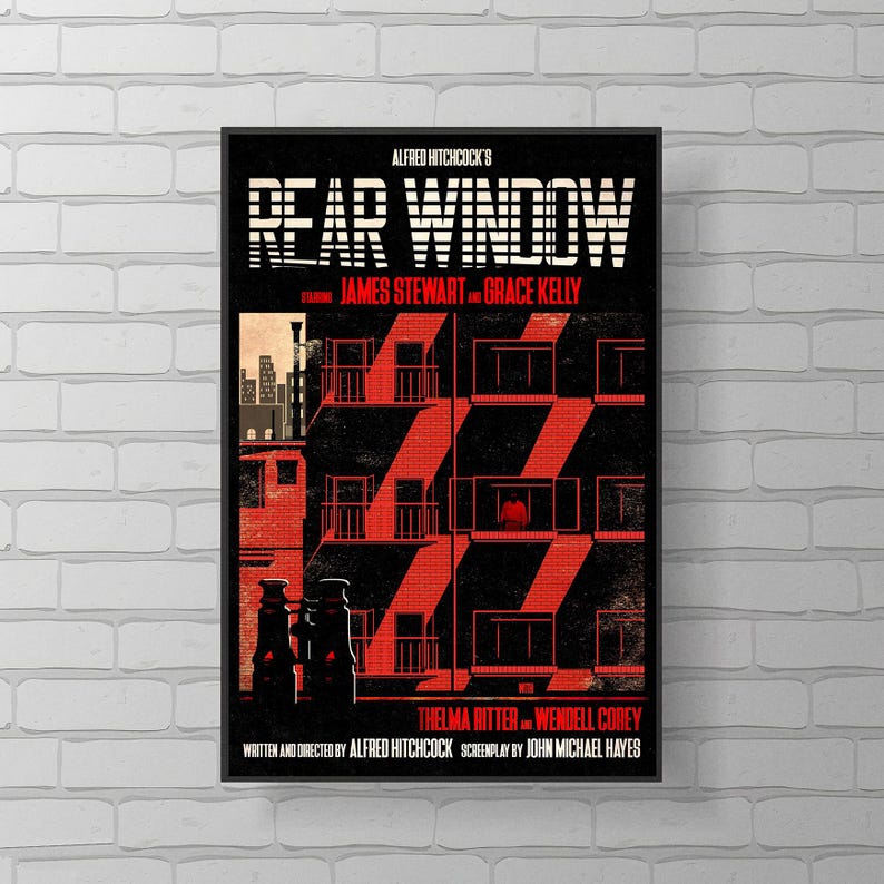 Rear Window Classic Movie Poster | Canvas Wall Art | Retro Film Print ...