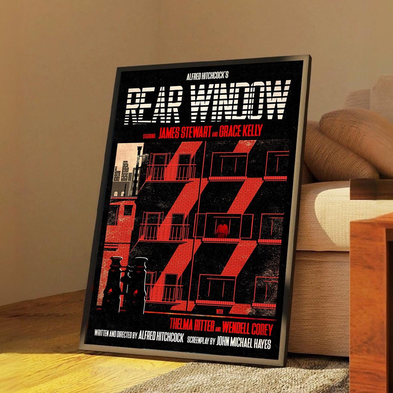 Rear Window Classic Movie Poster | Canvas Wall Art | Retro Film Print ...