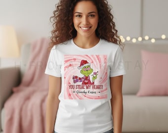Glitter Grinch Valentine SVG You Steal My Heart Grinchy Kisses Digital Download | Funny Valentines Day Shirt Design for Sublimation & Cricut