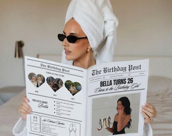 de toile de journal d'anniversaire | Journal personnalisé modifiable | Grand format imprimable en téléchargement