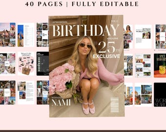 Modèle de magazine d'anniversaire personnalisé | Conception de toile modifiable | Téléchargement numérique