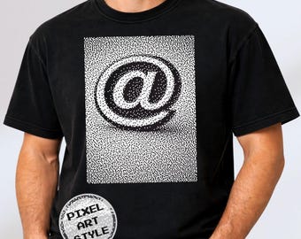 Camiseta con diseño pixel art de At Symbol, camiseta retro con gráficos informáticos, camiseta geek para hombre, Comfort Colors 1717