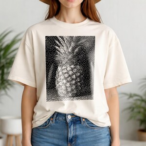 Pixel Pineapple T-Shirt, Retro Summer Tropical Tee, Garment-Dyed Cotton Shirt image 9