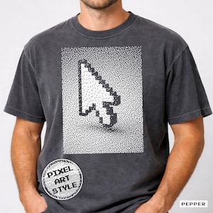 T-shirt Pixel Cursor, maglietta grafica retrò con computer, Comfort Colors 1717, maglietta vintage anni '90 a tema internet, 1BitWear