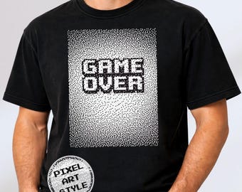 Camiseta Pixel Art Game Over, Camiseta Retro de los 90 para Gamers, Ropa Vintage Arcade, Colores Comfort 1717, 1BitWear