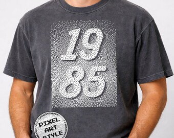 Camiseta personalizada de arte pixelado con el año, camiseta retro de cumpleaños, Comfort Colors 1717, fecha personalizada