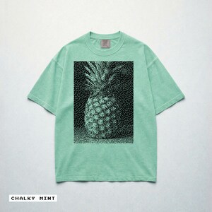 Pixel Pineapple T-Shirt, Retro Summer Tropical Tee, Garment-Dyed Cotton Shirt 9 - Chalky Mint