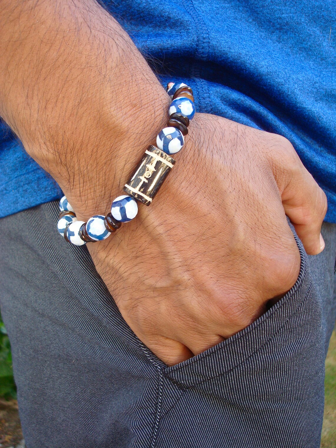 Men's Spiritual Tibetan Bracelet With Peace and Balance Etsy