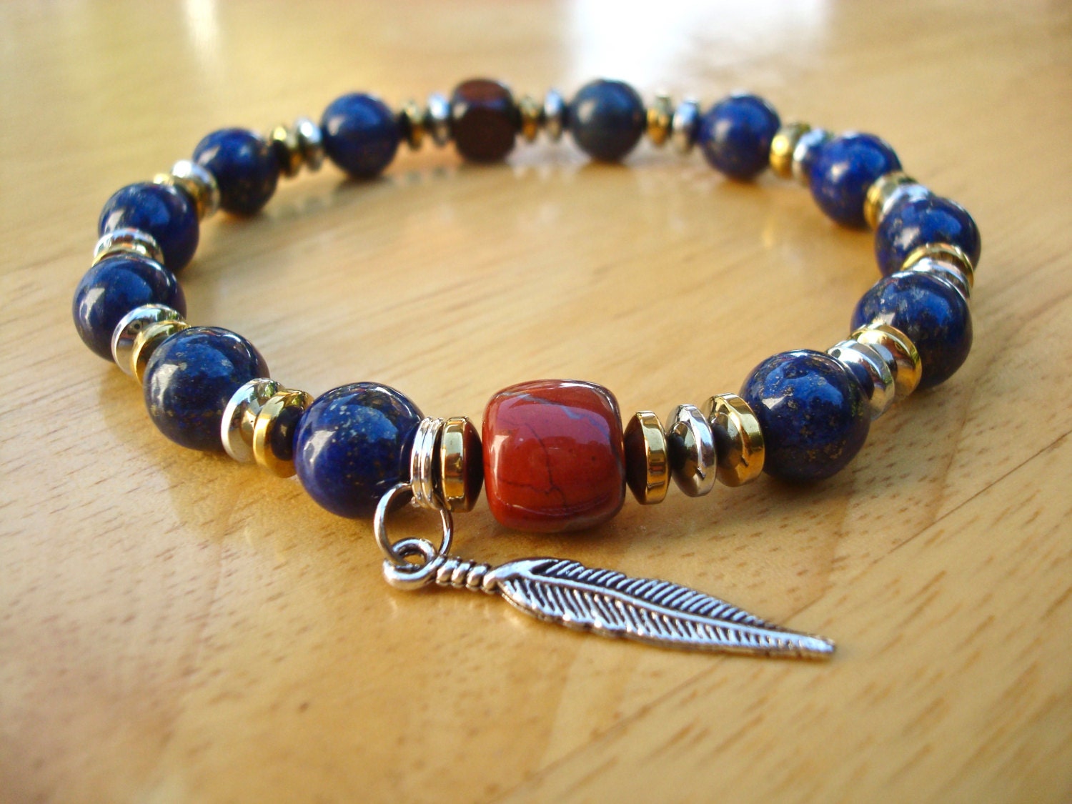 Native American Bracelet with Semi Precious Lapis Lazuli