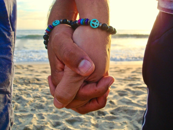 Pride Peace Love is Love Couple Bracelets With Semi - Etsy