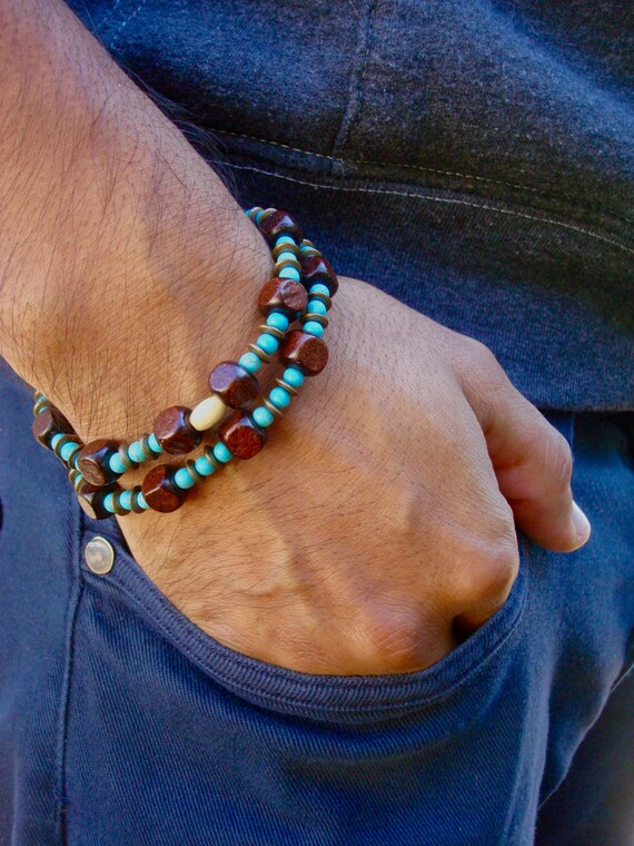 Men's Bracelet and Convertible Necklace With Semi Precious Etsy