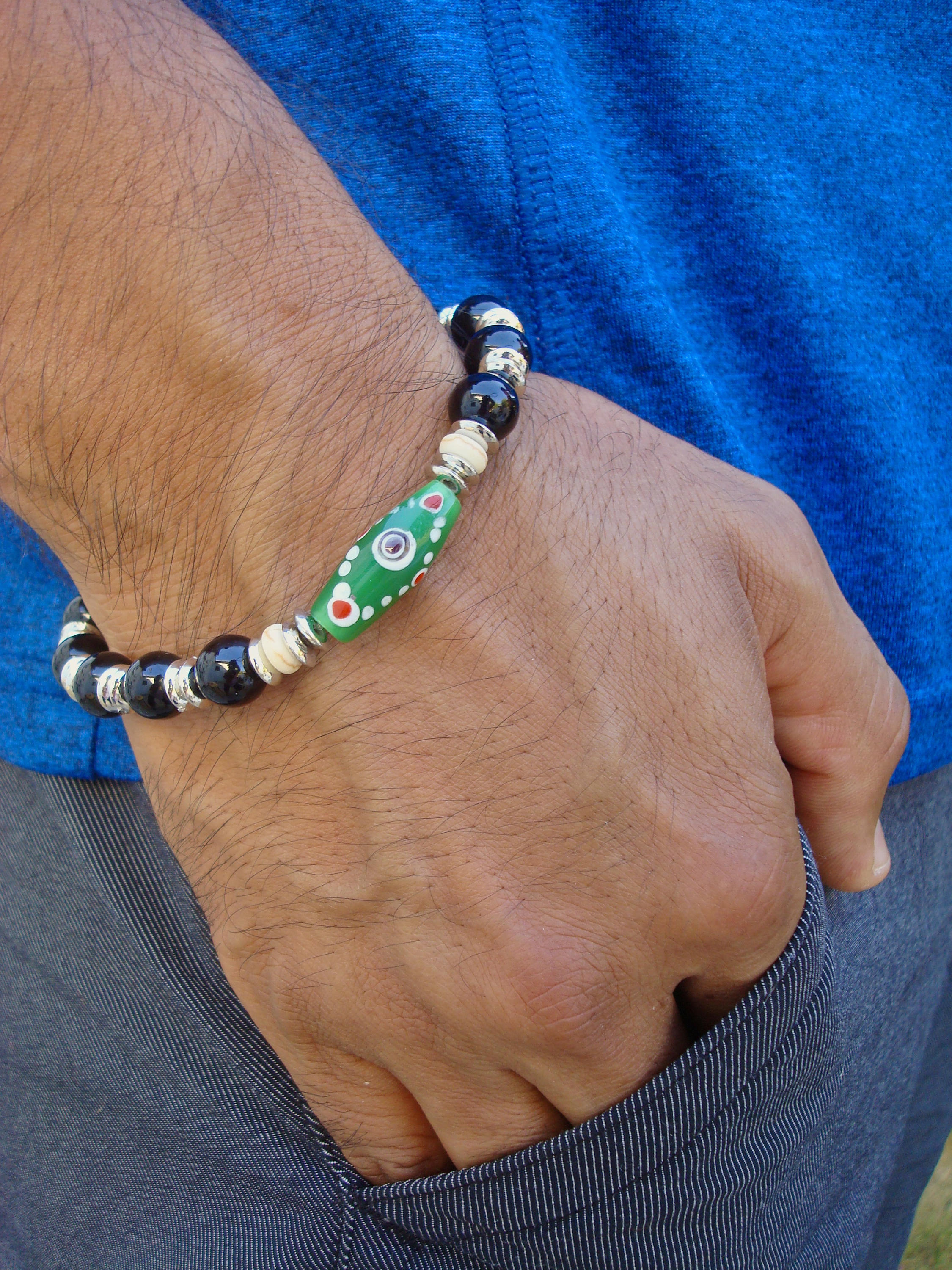 Spiritual Beads Evil Eye Bracelet, Handmade Howlite